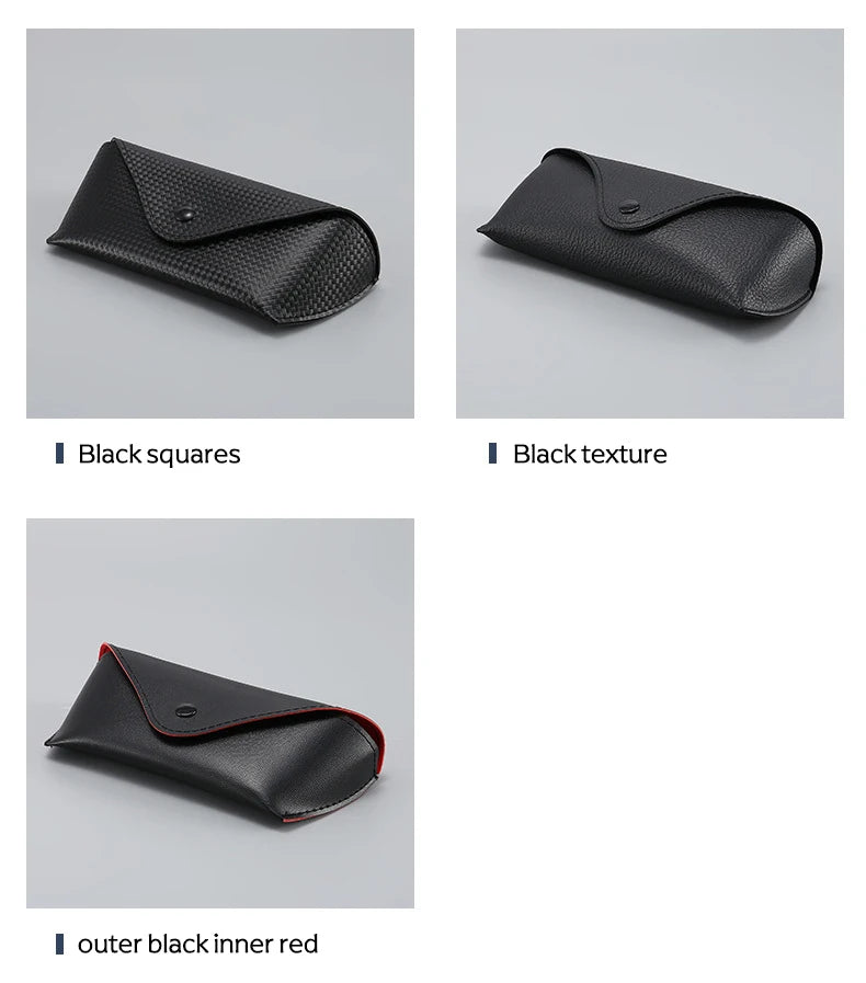 New Sunglasses Cases Large Black New Red Lined Leather Business Litchi Pattern Sunglasses Glasses Case  Eyewear Accessories