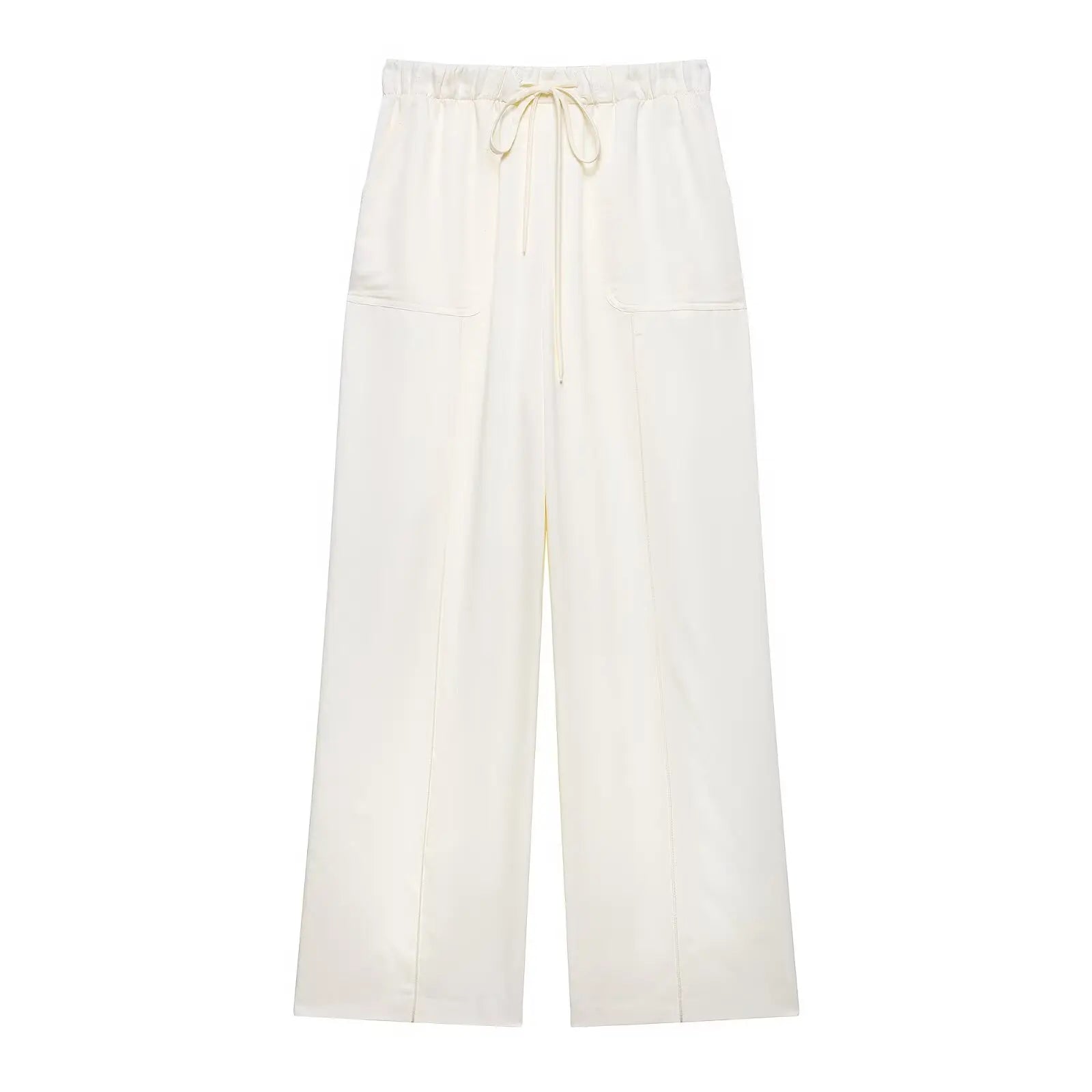 MYST&ZA2025 new summer women's casual simple halter neck backless sleeveless top + drawstring wide-leg trousers