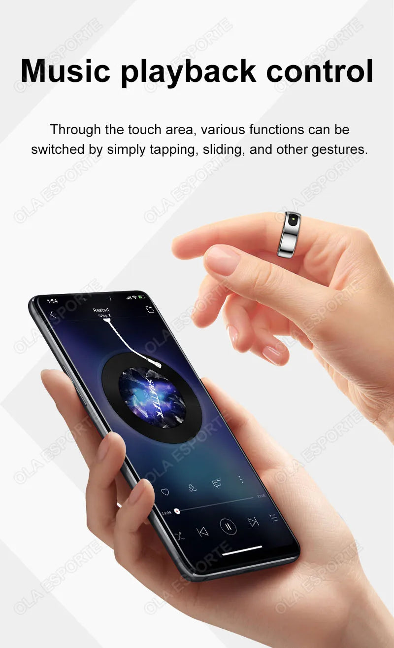 For Xiaomi Smart Ring Bluetooth Health Monitor Heart Rate Blood Oxygen Sleep Temperature Gesture Control Waterproof Sport Rings