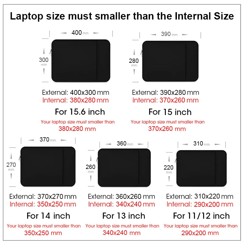 Laptop Case Notebook Sleeve Soft Laptop Cover Bag 11"12"13"14"15.6"for Macbook Air Pro Retina Xiaomi Huawei Matebook Dell Pouch