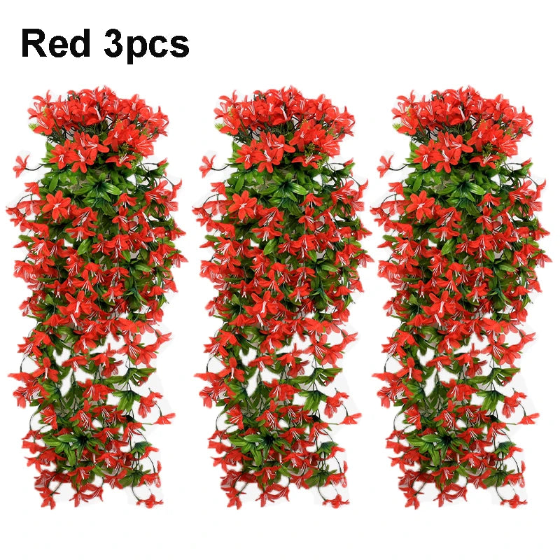 1/2/3/6pcs Artificial Flowers Garden Decor Artificial Flower Decoration Wedding Party Outdoor Courtyard Hanging Red Lily Flower