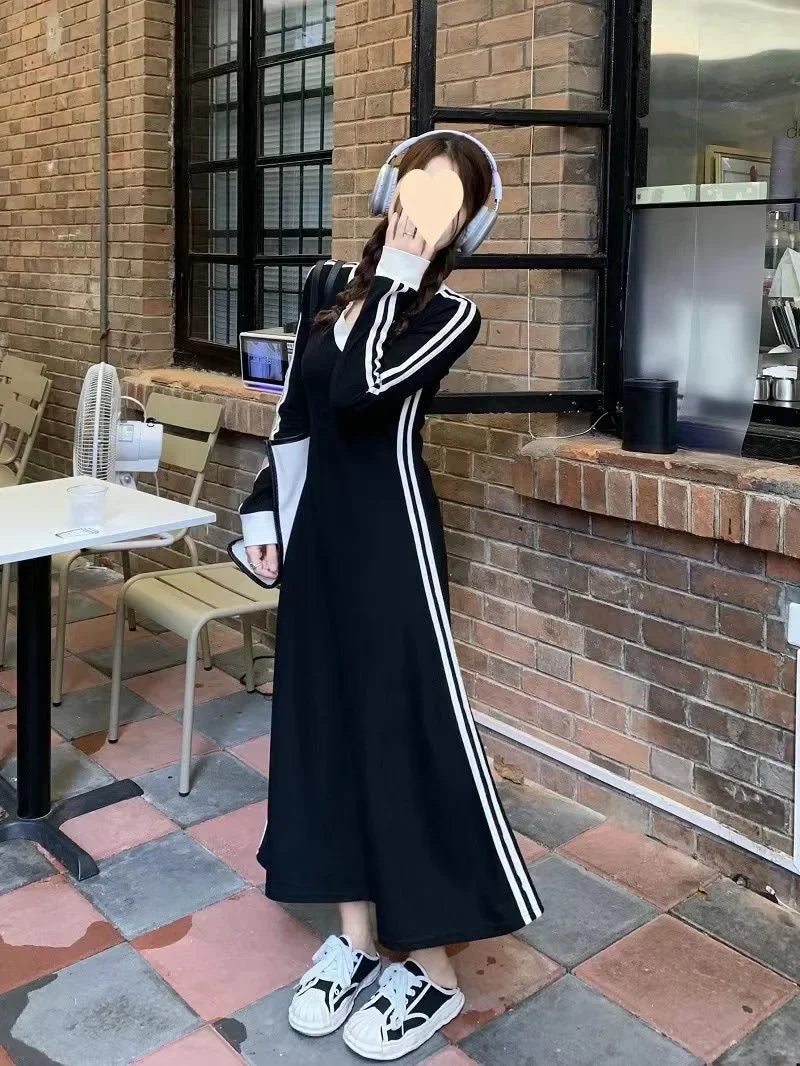 Plus Size 4xl 5xl Casual Slim Long Sleeve Dresses Summer Black Office Lady Womens Clothing Spring Korean Fashion Elegant Dress