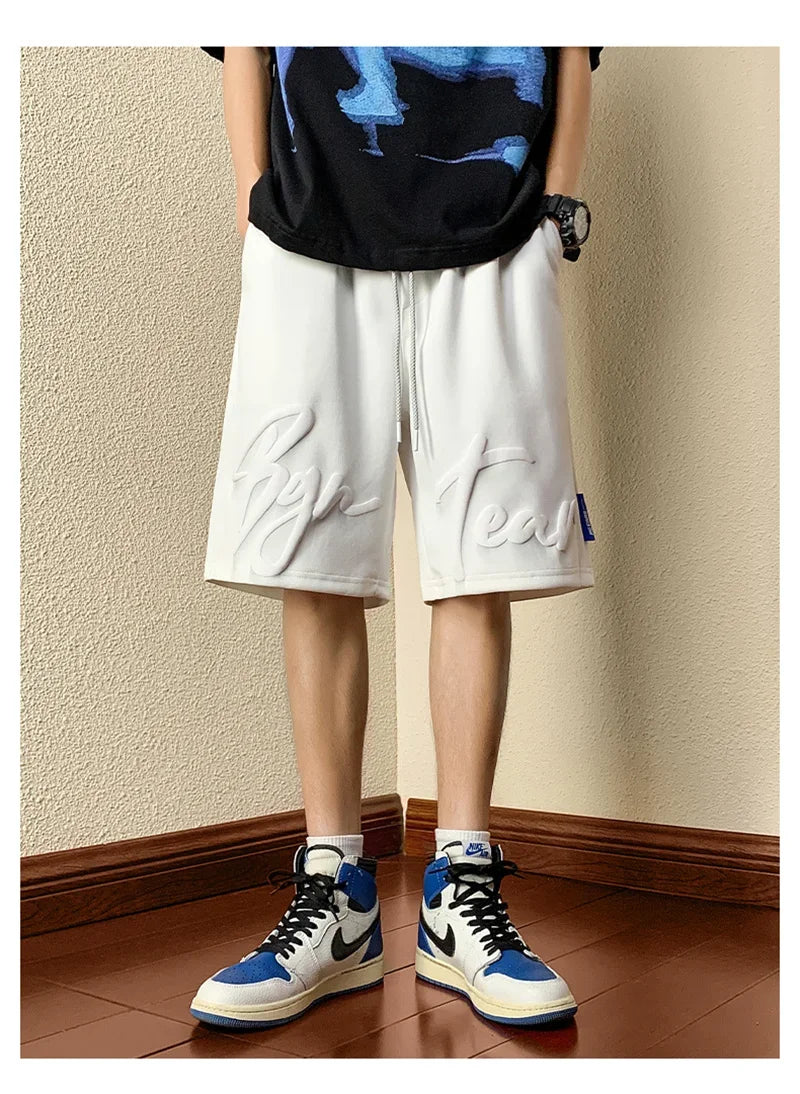 Summer Y2K Vintage Foamed Printed Men‘s Shorts Hip Hop Fashion Baggy Short Pants Gym Sports Bermudas Para Hombre Streetwear