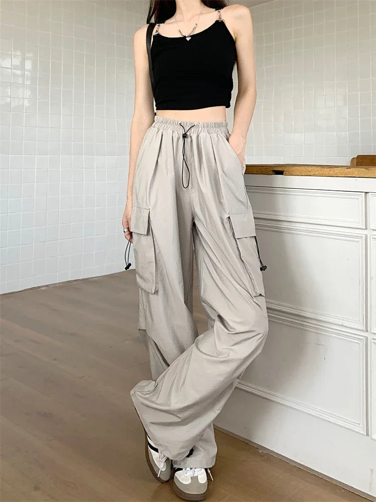 High Waist Wide Leg Workwear Pants Women's Spring 2024 Loose Sun Protection Casual Sports Thin Style Fashionable Trousers