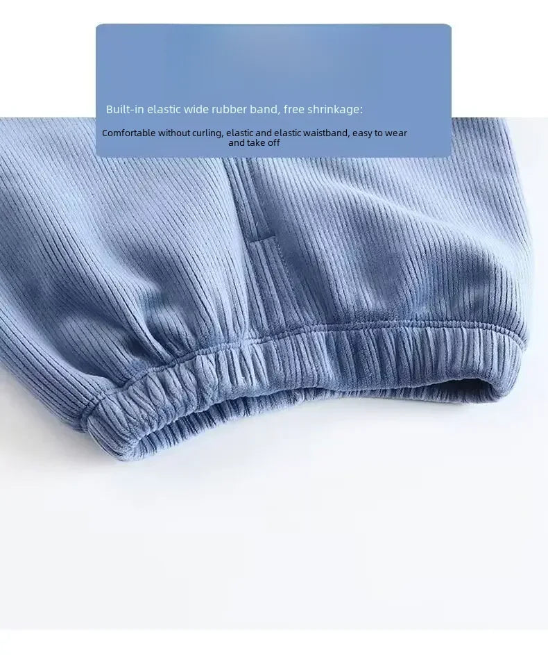 Autumn/winter Children's Fleece-lined Corduroy Pants Stylish Embroidery Casual Warm Trousers For Boys Girls