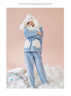 Cinnamoroll Women's Plush Pajamas Suit Sanrioed Kawaii Autumn Winter Hooded Home Clothes Cute Girl Thickened Cute Cartoon Sweet