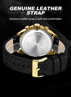 NAVIFORCE  Hands Wristwatches Genuine Leather Strap Alloy Case Casual Watches Dress Watch for Men Waterproof with Date Luminous