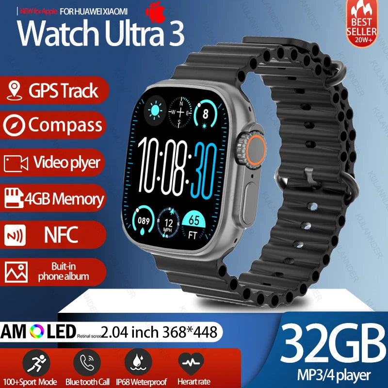 2025 New IOS DT Ultra 3 High-End Business Watch 32G Large Memory Album Smartwatch Men Sports Fitness Waterproof Watch Sportwatch