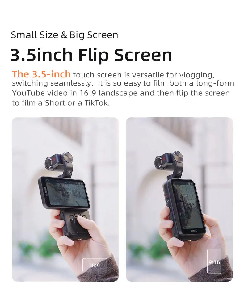 ORDRO M5 Pocket Video Camera Action Vlogging Digital Camcorder 5K 3-axis Face Tracking 3.5" Touch Screen Infrared Night Vision