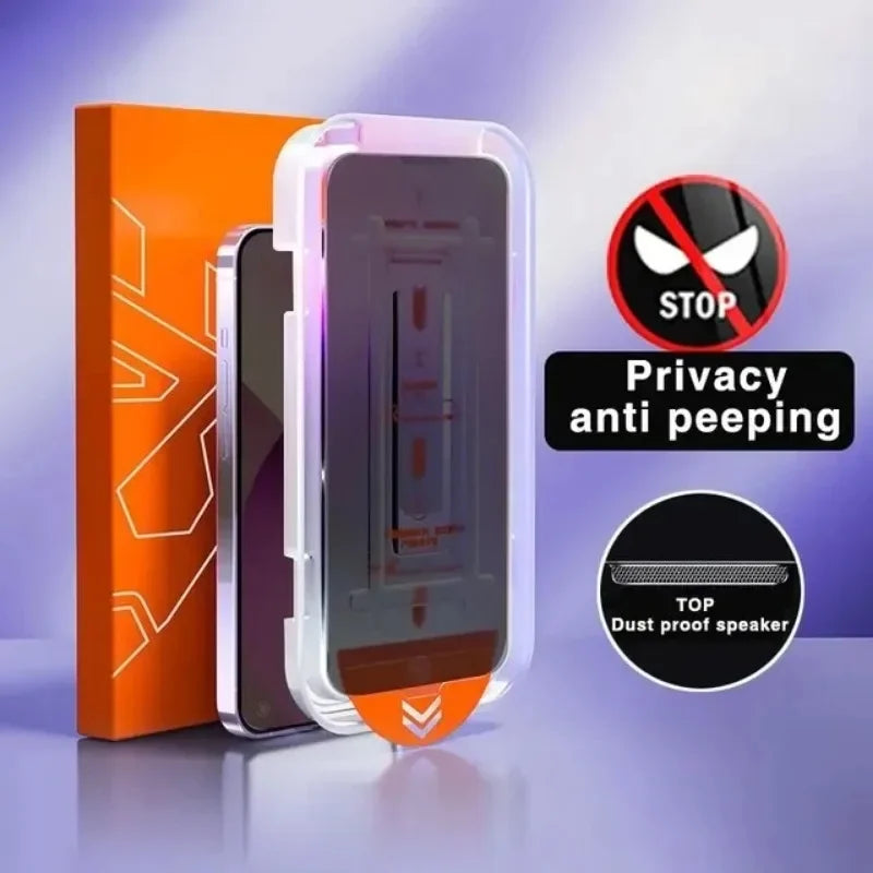 2pcs Dust Installation Privacy Tempered Glass Screen Protector for iPhone 16 15 14 13 12 11 Pro Max 14 15 Plus 16e X Xs Max Xr