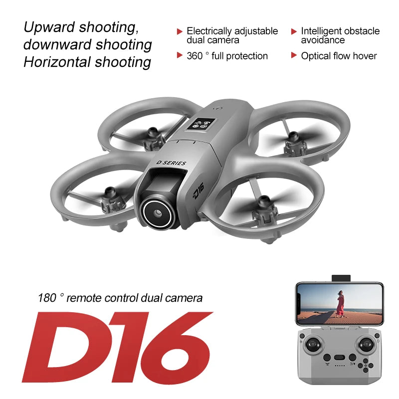 KBDFA D16 Mini Drone 8K Camera ESC Aerial Aircraft Air Pressure Fixed Height Pocket UFO Obstacle Remote Control Quadcopter