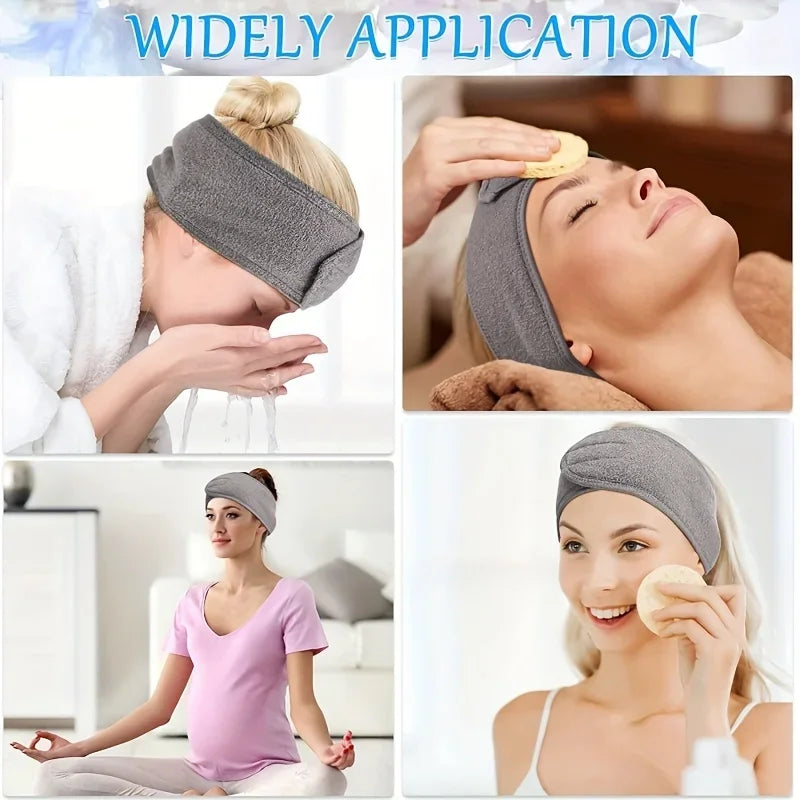Women's Adjustable Wide Headband Velcro Sports Yoga Headband Face Wash Makeup Double layer Headband Beauty Strap