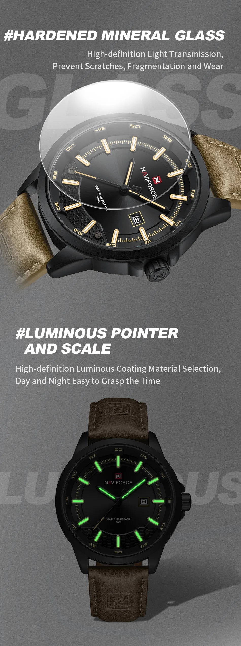 NAVIFORCE Men's Watches Business Calendar Waterproof Luminous Number Quartz Wrist Watches Clocks Gift Relogio Masculino 2025