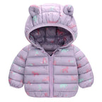 Children Boys Baby Hooded Lightweight Down Jackets Warm Outerwear Autumn Kids Girls Coats Cartoon Dinosaur Print Casual Clothing