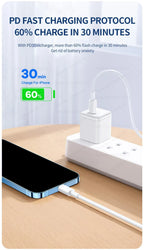 PD 35W USB Cable For iPhone 16 15 14 13 12 11 Pro Max 7 8 Plus XS XR Fast Charging USB C Cables 2M Date Wire Charger Accessories