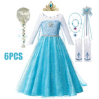 Anna Costume For Kids Girl Fancy Birthday Party Gown Princess Dress Carnival Party Children Clothing Full Printing Vestidos