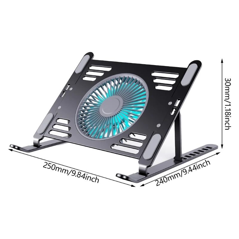 Aluminum Laptop Cooling Stand Laptop Cooling Pad With Adjustable Height,Foldable Frame,USB Power Notebook Risers Holder