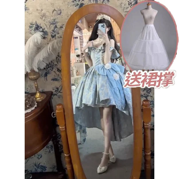 Japan Pink Lolita Wedding Floor-Length Dress Gorgeous Adult Formal Dress Heavy Industry 2024 New