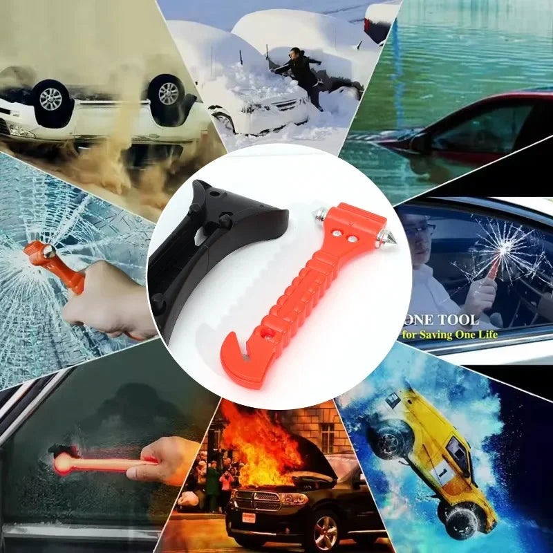 Car Breaking Window Emergency Escape Hammer 2-in-1 High Hardness Carbon Steel Safety Hammer Seatbelt Cutter for Auto Truck Bus