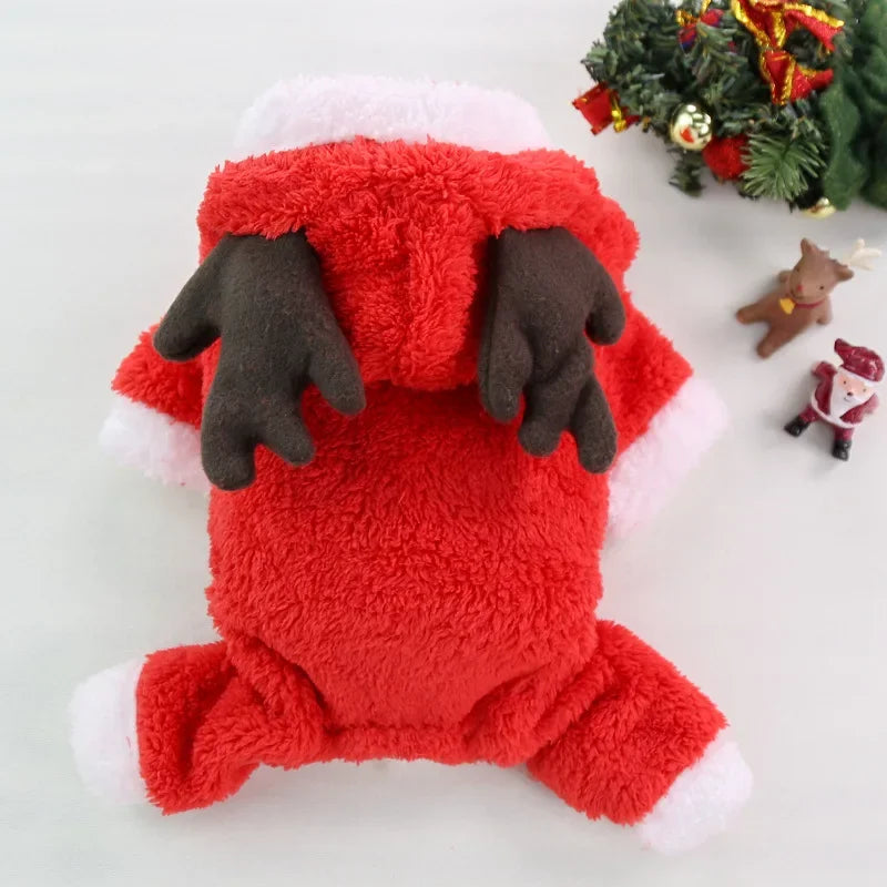 Pet Dog Cat Halloween Christmas Costume Cosplay Elk Dog Costumes for Small Dogs Winter Warm Dog Cat Clothes