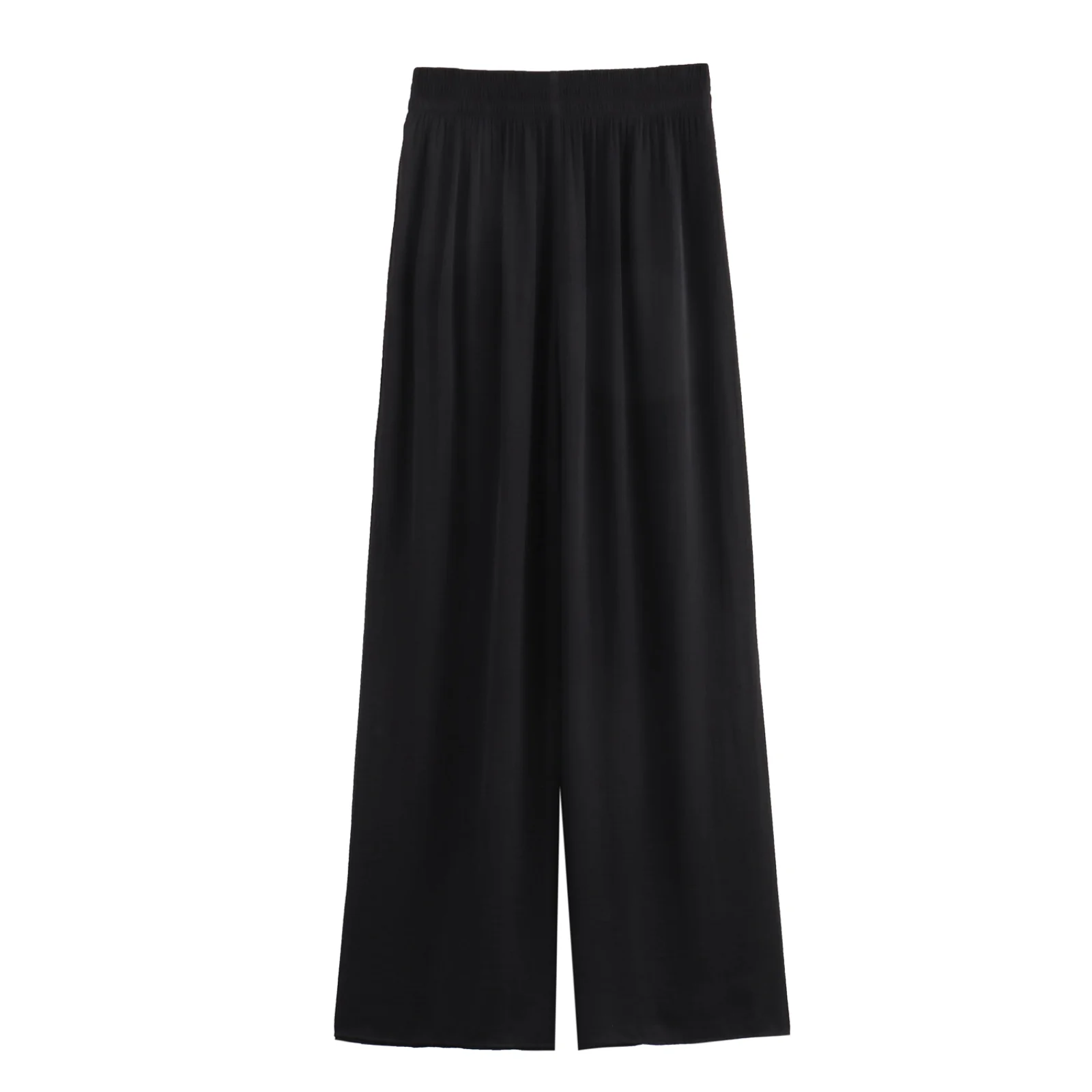 TFMLN New Women's High Waist Wide Leg Pants Fashion Elastic Waist Long Straight Trousers Lady Casual Solid Pocket Pants Summer
