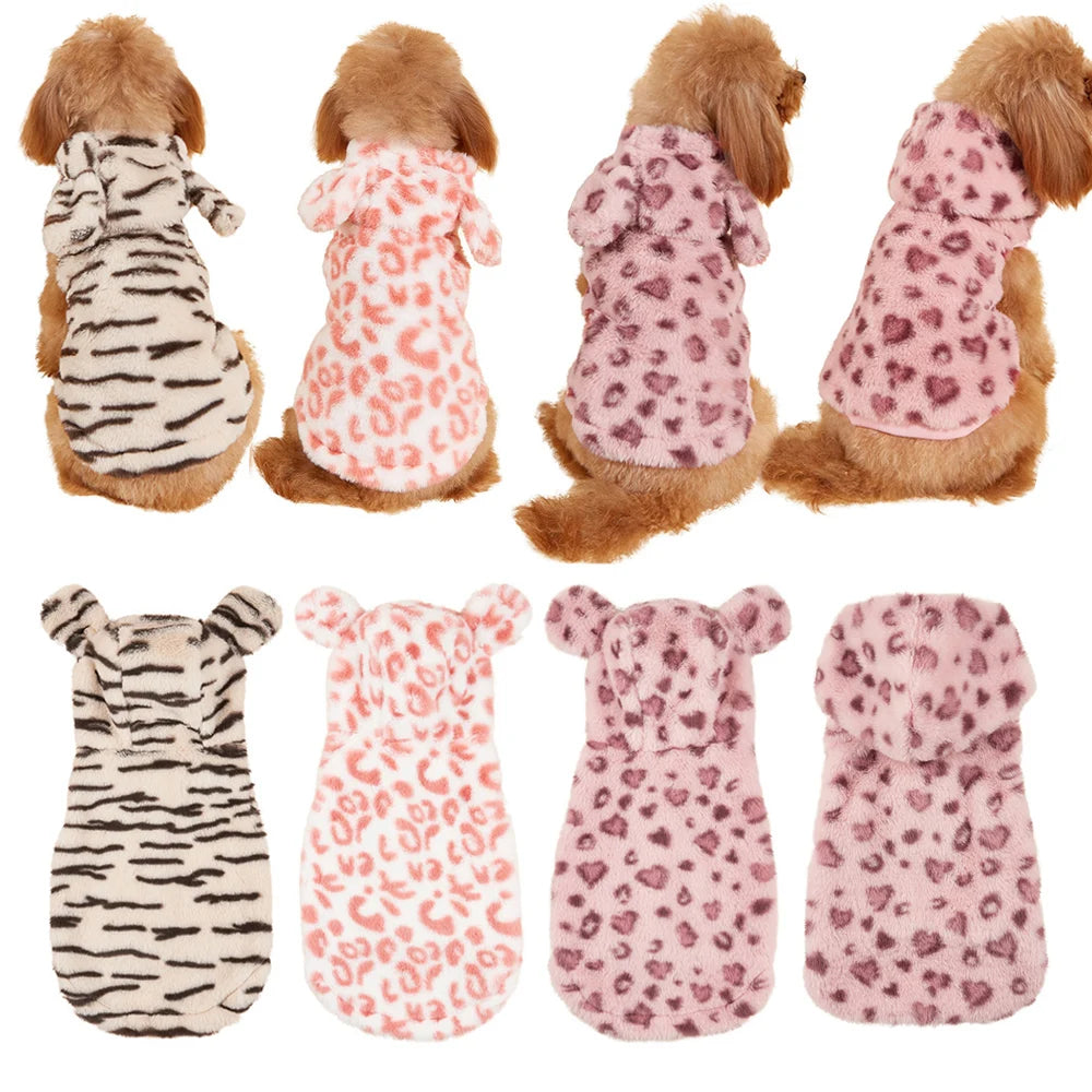 Cute Dog Hoodies Sweaters Soft Warm Fleece Puppy Sweatshirt Coat for Small Medium Dogs Chihuahua Yorkie Poodle Winter Pajamas