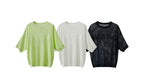 Amii Minimalist Women's Hollowed-out Knitted Pullover 2025 Summer New Half-sleeve Crew Neck Loose Blouse Thin Solid Top 12542139