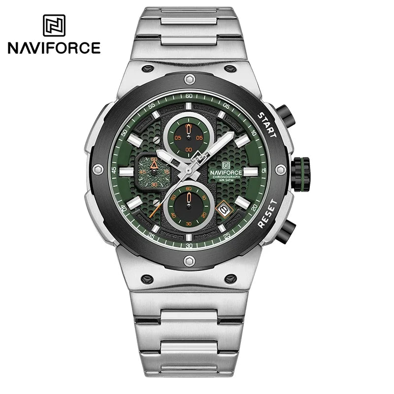 NAVIFORCE Man Quartz Top Brand Watch Luxury Luminous Chronograph Wristwatch Stainless Steel Waterproof Men Date Calendar Clock