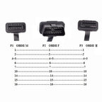 Flat+Thin 16Pin OBD 2 Extender OBD2 16 Pin ELM327 Male To Dual Female Y Splitter Elbow OBDII Extension Connector Cable Free Ship