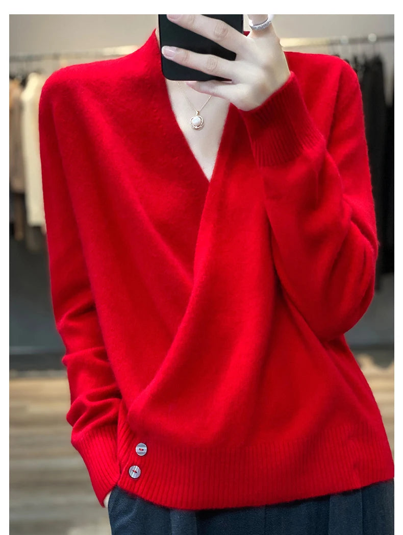 Japanese Kimono Cardigan Pure Wool Sweater Female Cross V-Neck Knitted Cardigan 2023 Spring and Autumn Loose Leggings Retro Top