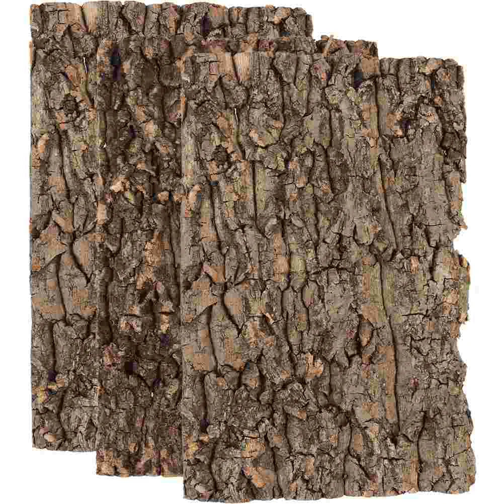 3 Pcs Reptile Bark Toy Animals Cork Tortoise Accessories Tree Terrarium Background Moss