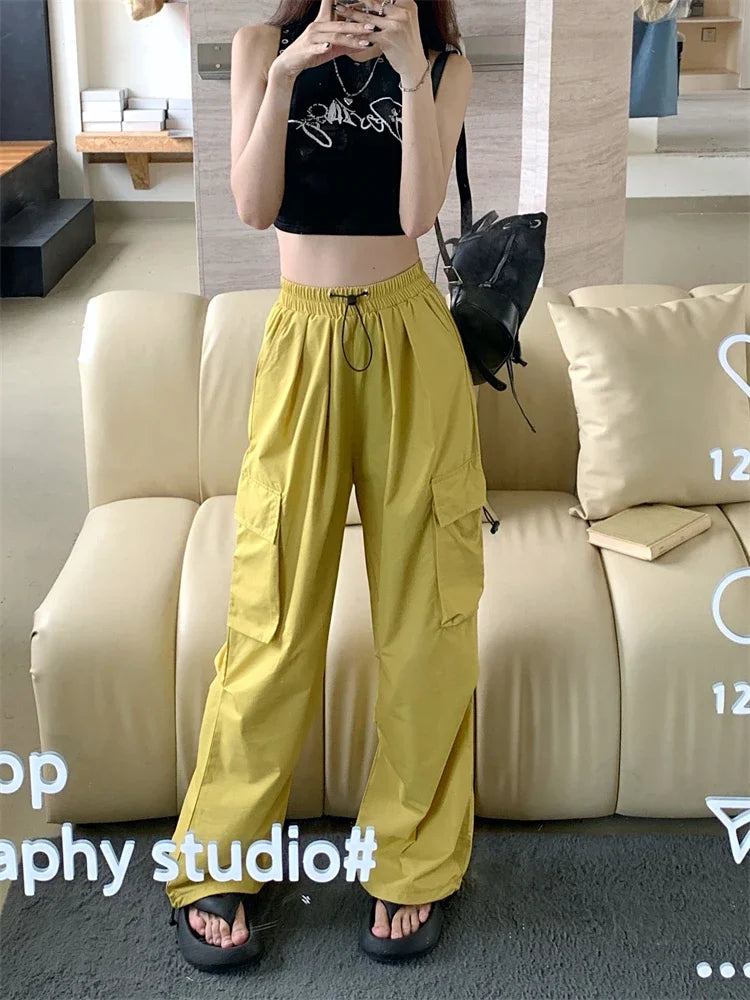 High Waist Wide Leg Workwear Pants Women's Spring 2024 Loose Sun Protection Casual Sports Thin Style Fashionable Trousers