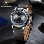 ADDIESDIVE Retro Quartz Watch for Men VK64 Multifunctional 24 Hour Chronograph Watches Bubble Mirror Glass 100m Dive Wristwatch
