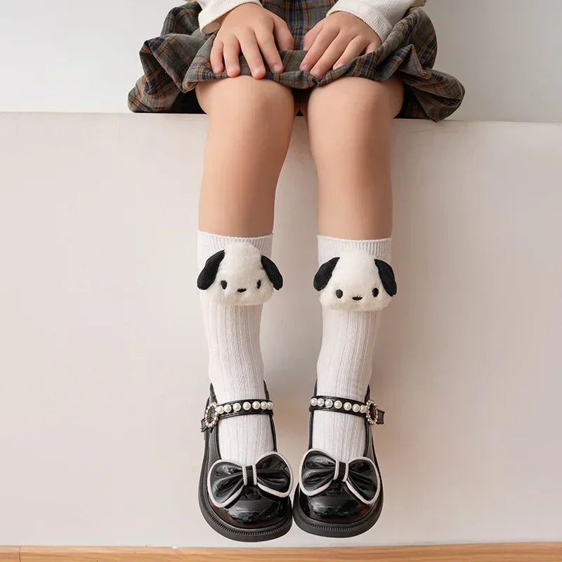 Kuromi Melody Cinnamoroll Kitty Cat Sanrio Socks for Children's Girls Cartoon Kawaii Korean Style Mid-Tube Trendy Student Socks
