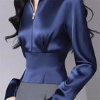 Luxury Satin Shirt Women's Spring Summer New Coat Unique Beautiful Waist Jacket French High-Grade Outerwear Female Overcoat Tops