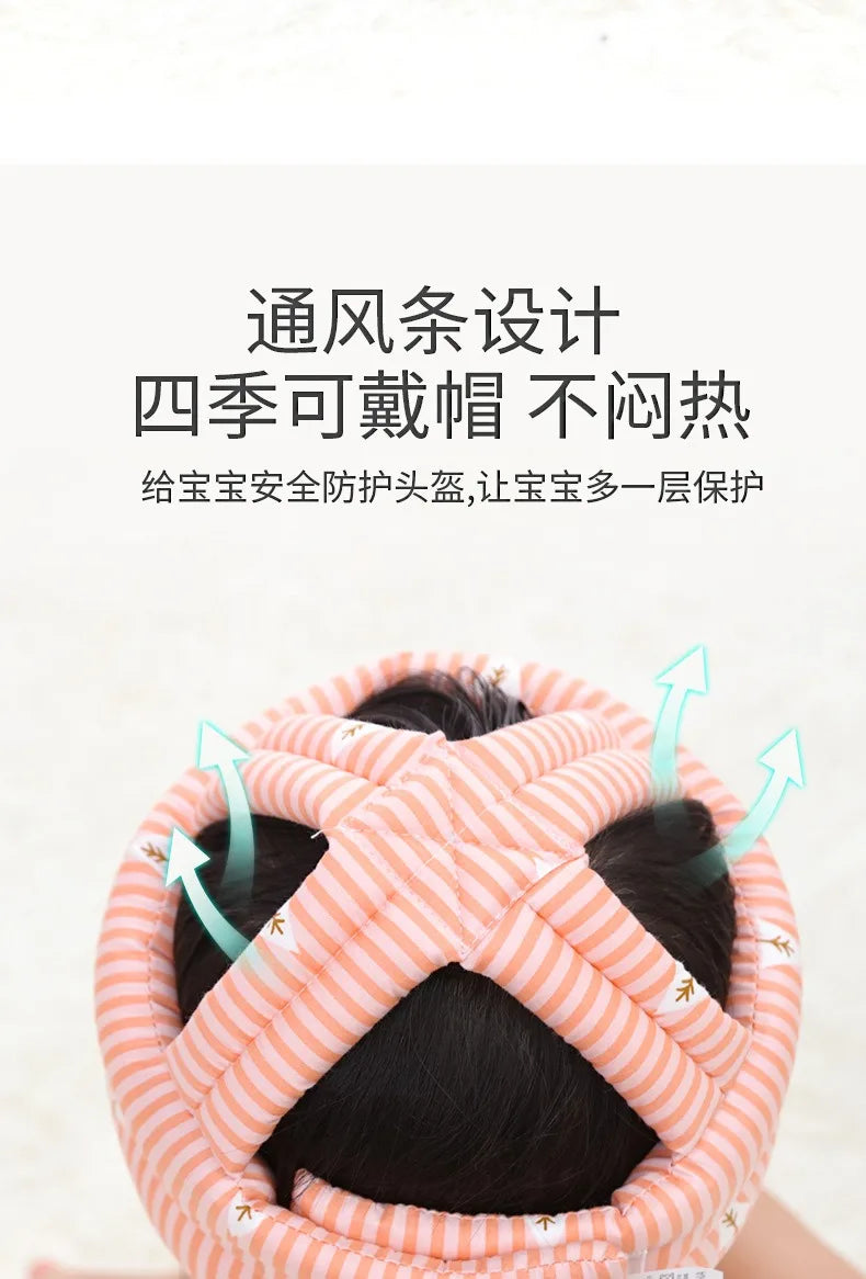 Infant Toddler Cartoon Mesh Safety Helmet Baby Kids Head Protection Hat for Walking Crawling Children Learns To Walk Bump Caps