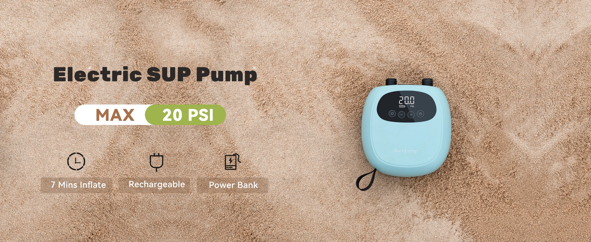 Electric 20PSI SUP Pump 38.48Wh Battery Paddle Board Inflation Deflation for Kayak Boat Surfing Board Stand Up Paddle