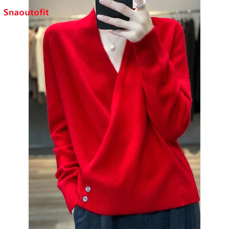 Japanese Kimono Cardigan Pure Wool Sweater Female Cross V-Neck Knitted Cardigan 2023 Spring and Autumn Loose Leggings Retro Top