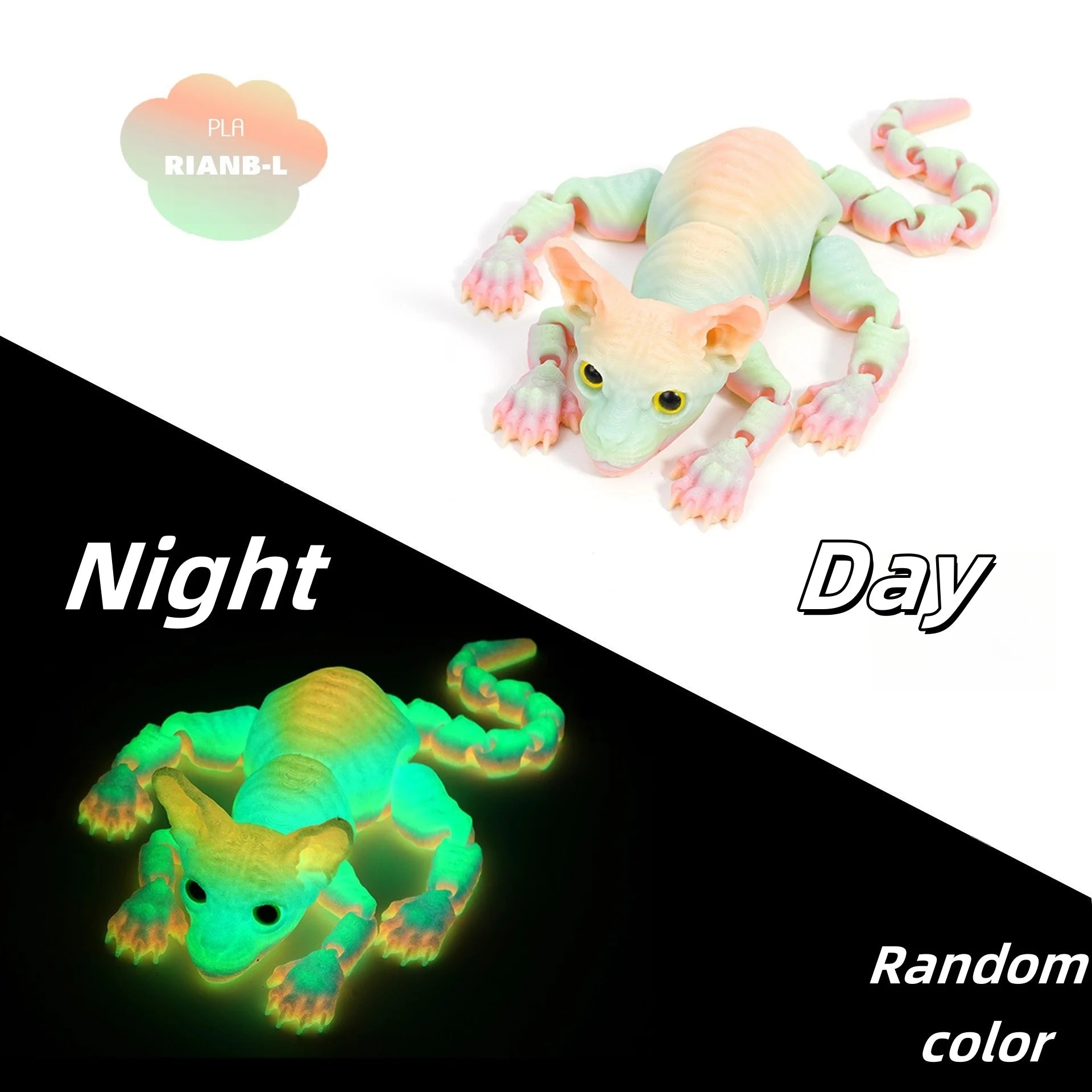 3D Printed Sphynx Cat Animals Toy Realistic Hairless Figurine Articulated Cat Fidget Toy for Cat Lover Collector Home Decoration