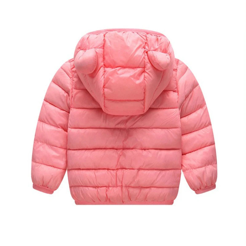 Children Boys Baby Hooded Lightweight Down Jackets Warm Outerwear Autumn Kids Girls Coats Cartoon Dinosaur Print Casual Clothing
