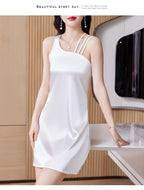 Silk Satin Halter Dress Spring Summer Sleeveless Base Vest Skirt Irregular Inner Wear Women's Clothing Dress Style