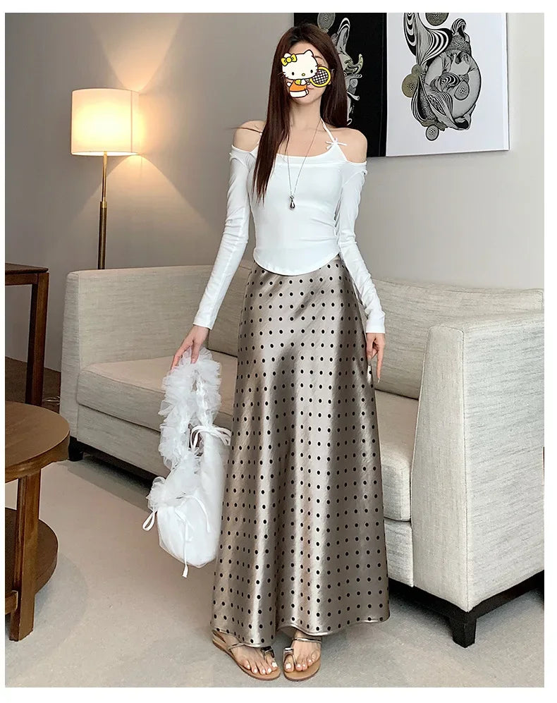 Spring 2025 High-Waisted Hoop Skirt Women's Vinegar Slimfish Tail Skirt A- Line Flared Hip Covering Long Dress