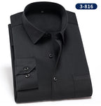 2023 Non-Iron Solid  Soft Easycare Stretch Shirts Men Spandex Long Sleeve Dress Shirt Men Office Shirts Men Clothing