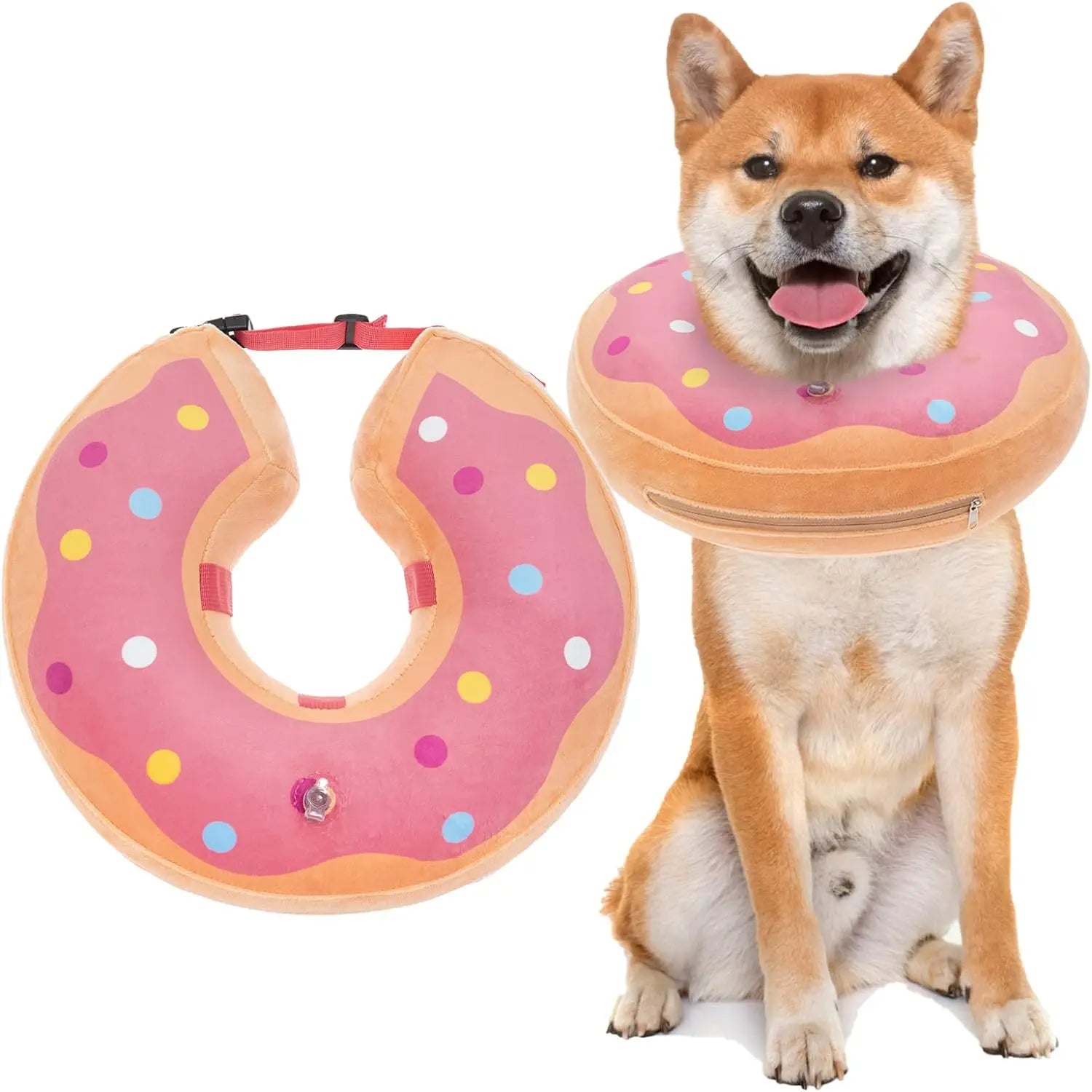 Soft Inflatable Dog Collar Elizabeth Cone Alternative, Post-Surgery Recovery Donut for Small to Large Dogs, Stops Licking Wounds