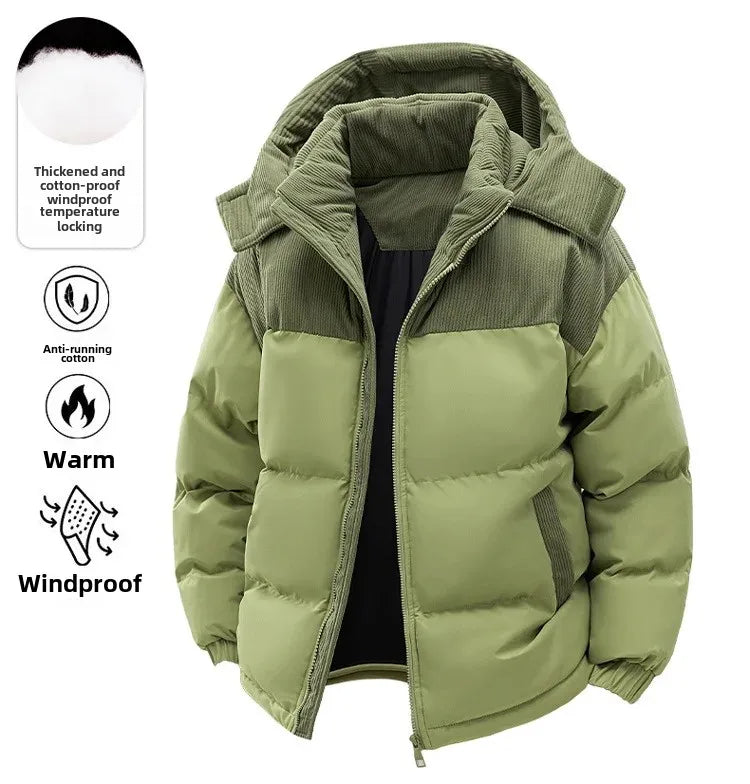 High Quality Thickened Cotton Jacket for Men Winter Windproof Warm Hooded Coat Couple Casual Wear Chinese Brand Outerwear