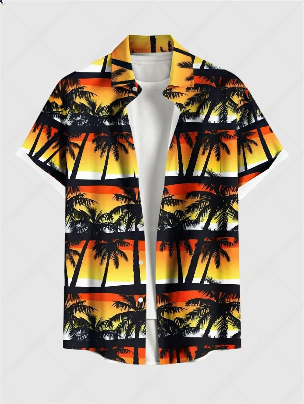 Hawaiian Men's Summer Casual Flower Korean Retro Shirt Geometric Print Short Sleeve Tops Casual Shirt for Men Short Sleeve Shirt