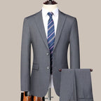 S-8XL New  (Blazer+ Pants) Men's Fashion Business Gentleman Trend Slim-fit Casual Wedding Travel Plus-size Solid Color Suit