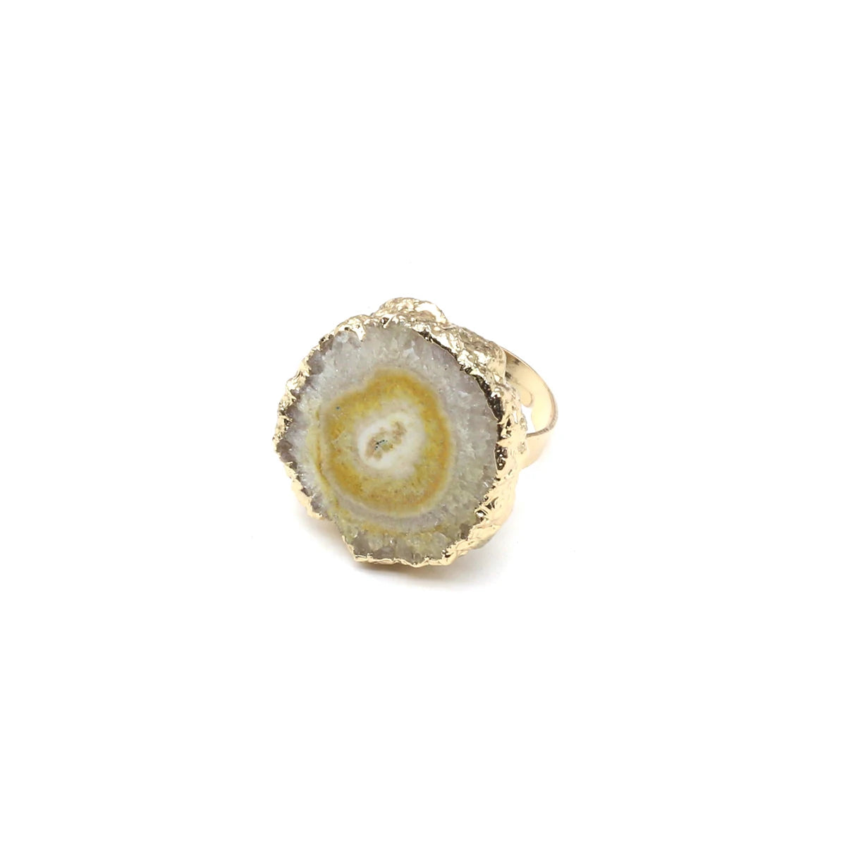 Natural Semi Precious Stones Irregular Crystal Druzy Rings Reiki Healing Embryo Agate Jewelry Accessories Party Gifts for Women