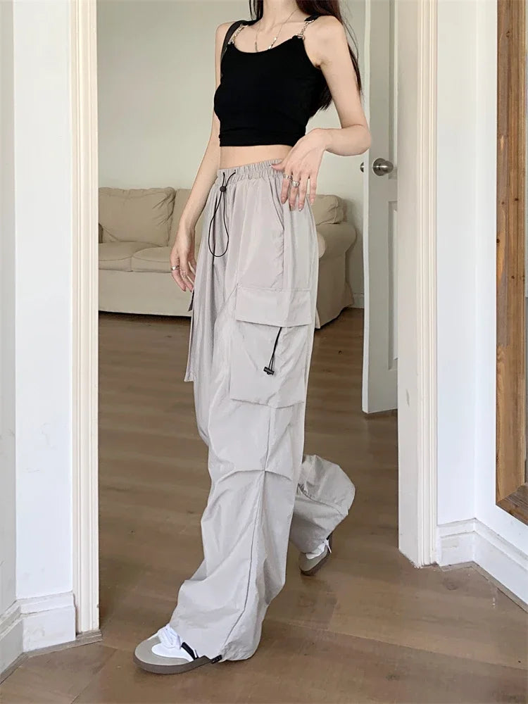High Waist Wide Leg Workwear Pants Women's Spring 2024 Loose Sun Protection Casual Sports Thin Style Fashionable Trousers