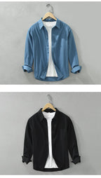 2025 Spring New Casual 100% Cotton Long Sleeve Shirt for Men Multi-color Simple Solid Color Classic Daily Shirts CM6651